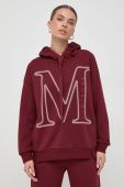 Кофта Max Mara Leisure жіноча колір бордовий з капюшоном з принтом