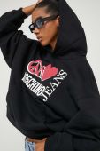 Бавовняна кофта Moschino Jeans жіноча колір чорний з капюшоном однотонна (3402880) Бавовняна кофта Moschino Jeans жіноча колір чорний з капюшоном однотонна (3402880)