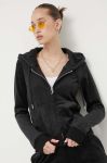 Кофта Juicy Couture Robertson жіноча колір чорний з капюшоном однотонна Кофта Juicy Couture Robertson жіноча колір чорний з капюшоном однотонна