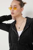 Кофта Juicy Couture Robertson жіноча колір чорний з капюшоном однотонна