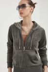 Кофта Juicy Couture Robertson жіноча колір сірий з капюшоном однотонна Кофта Juicy Couture Robertson жіноча колір сірий з капюшоном однотонна