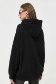 Бавовняна кофта Pinko жіноча колір чорний з капюшоном з принтом (3441538)