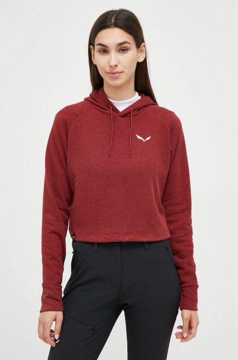 Спортивна кофта Salewa Lavaredo Hemp колір бордовий з капюшоном з принтом