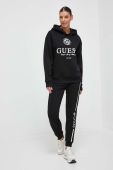 Кофта Guess жіноча колір чорний з капюшоном з принтом (3585108)