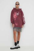 Бавовняна кофта HUGO жіноча колір рожевий з капюшоном візерунок (3617249)