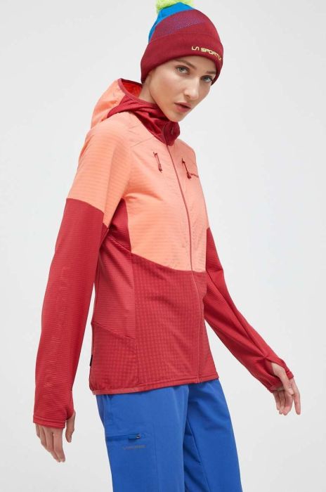 Спортивна кофта LA Sportiva Session Tech Hoody колір червоний з капюшоном візерунок Спортивна кофта LA Sportiva Session Tech Hoody колір червоний з капюшоном візерунок