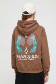 Кофта On Vacation жіноча колір коричневий з капюшоном з принтом