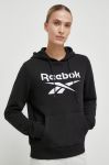 Кофта Reebok жіноча колір чорний з капюшоном з принтом (3553613)