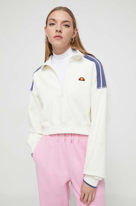Бавовняна кофта Ellesse жіноча колір бежевий з аплікацією Бавовняна кофта Ellesse жіноча колір бежевий з аплікацією