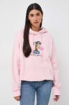 Бавовняна кофта Miss Sixty жіноча колір рожевий з капюшоном з принтом