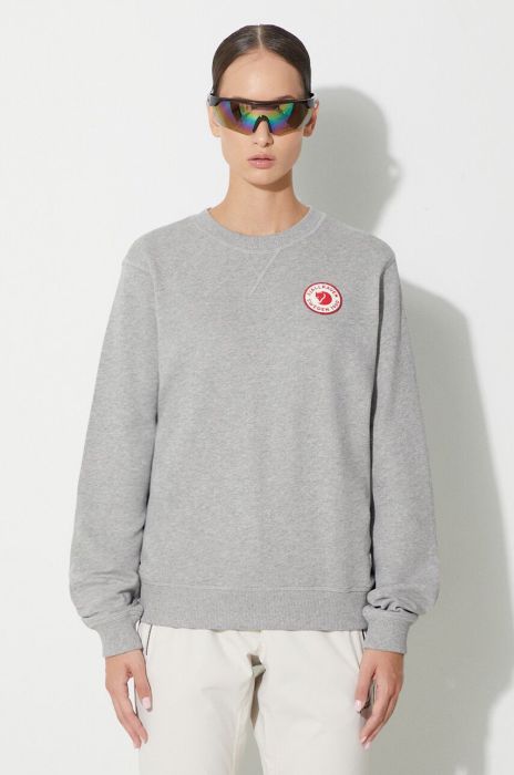 Бавовняна кофта Fjallraven 1960 Logo жіноча колір сірий меланж Бавовняна кофта Fjallraven 1960 Logo жіноча колір сірий меланж
