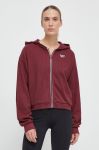 Кофта Reebok жіноча колір бордовий з капюшоном однотонна Кофта Reebok жіноча колір бордовий з капюшоном однотонна