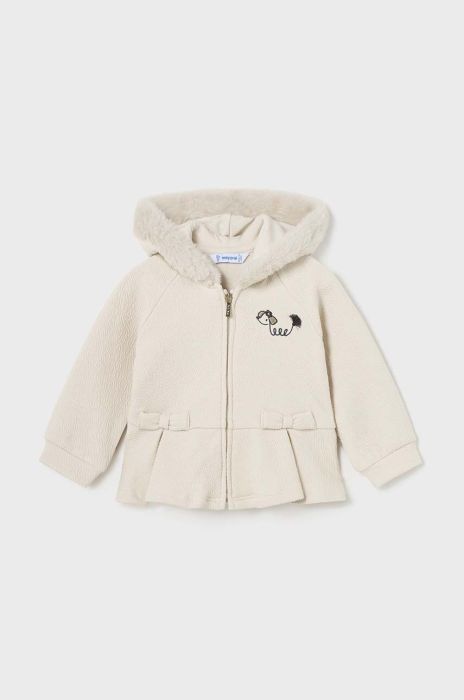 Дитяча кофта Mayoral колір бежевий з капюшоном з принтом (3496489) Дитяча кофта Mayoral колір бежевий з капюшоном з принтом (3496489)
