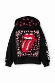 Дитяча бавовняна кофта Desigual 23WGSK08 SWEAT LONG SLEEVE колір чорний з капюшоном з принтом Дитяча бавовняна кофта Desigual 23WGSK08 SWEAT LONG SLEEVE колір чорний з капюшоном з принтом
