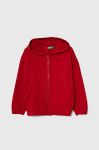 Дитяча кофта United Colors of Benetton колір червоний з капюшоном однотонна (3390183)