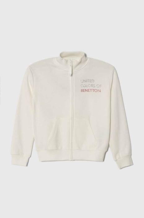 Дитяча бавовняна кофта United Colors of Benetton колір бежевий з принтом (3390268)