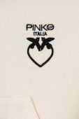 Дитяча бавовняна кофта Pinko Up колір бежевий з капюшоном з аплікацією Дитяча бавовняна кофта Pinko Up колір бежевий з капюшоном з аплікацією