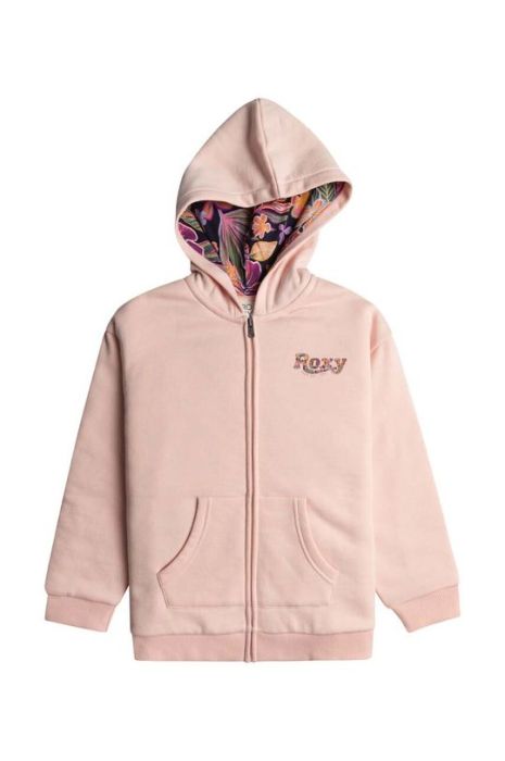 Дитяча кофта Roxy SAME OLD LOVE OTLR колір помаранчевий з капюшоном з принтом Дитяча кофта Roxy SAME OLD LOVE OTLR колір помаранчевий з капюшоном з принтом
