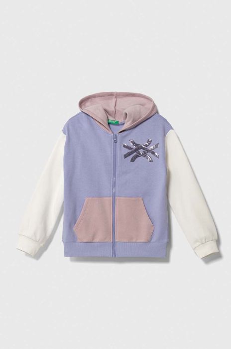 Дитяча кофта United Colors of Benetton колір фіолетовий з капюшоном візерунок (3634253) Дитяча кофта United Colors of Benetton колір фіолетовий з капюшоном візерунок (3634253)