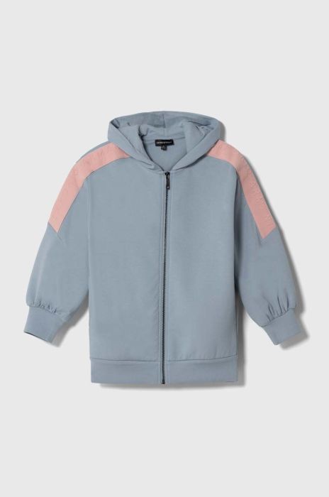 Дитяча кофта Emporio Armani з капюшоном з аплікацією колір блакитний Дитяча кофта Emporio Armani з капюшоном з аплікацією колір блакитний