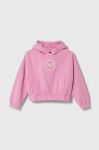 Дитяча кофта Emporio Armani колір рожевий з капюшоном з аплікацією Дитяча кофта Emporio Armani колір рожевий з капюшоном з аплікацією