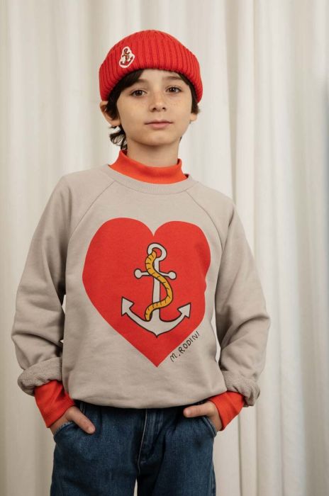 Дитяча бавовняна кофта Mini Rodini колір сірий з принтом (3268765)