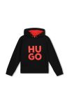 Дитяча кофта HUGO колір чорний з капюшоном з принтом (3453591)