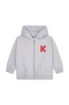 Дитяча кофта Kenzo Kids колір сірий з капюшоном з аплікацією (3453684)