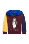 Дитяча кофта Polo Ralph Lauren колір бордовий з капюшоном з принтом