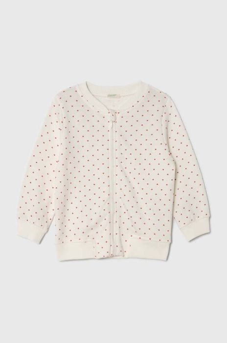 Бавовняна кофта для немовлят United Colors of Benetton колір білий візерунок (3400567) Бавовняна кофта для немовлят United Colors of Benetton колір білий візерунок (3400567)