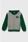 Дитяча бавовняна кофта United Colors of Benetton колір сірий з капюшоном візерунок (3388194)
