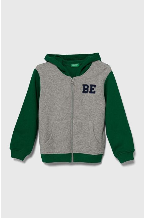 Дитяча бавовняна кофта United Colors of Benetton колір сірий з капюшоном візерунок (3388194) Дитяча бавовняна кофта United Colors of Benetton колір сірий з капюшоном візерунок (3388194)