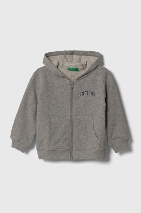 Дитяча бавовняна кофта United Colors of Benetton колір сірий з капюшоном візерунок (3388187) Дитяча бавовняна кофта United Colors of Benetton колір сірий з капюшоном візерунок (3388187)