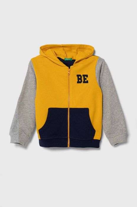 Дитяча бавовняна кофта United Colors of Benetton з капюшоном візерунок колір барвистий (3388211)