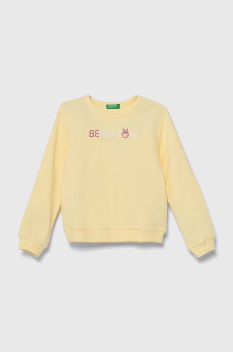 Дитяча бавовняна кофта United Colors of Benetton колір жовтий з принтом (3388286) Дитяча бавовняна кофта United Colors of Benetton колір жовтий з принтом (3388286)