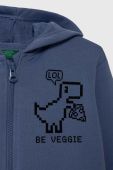 Дитяча кофта United Colors of Benetton з капюшоном з принтом колір блакитний (3390678)