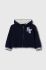 Дитяча бавовняна кофта Sisley колір синій з капюшоном з аплікацією Дитяча бавовняна кофта Sisley колір синій з капюшоном з аплікацією