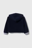 Дитяча бавовняна кофта Sisley колір синій з капюшоном з аплікацією Дитяча бавовняна кофта Sisley колір синій з капюшоном з аплікацією