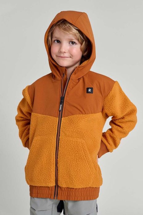 Дитяча кофта Reima Samota колір коричневий з капюшоном Дитяча кофта Reima Samota колір коричневий з капюшоном