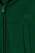 Дитяча бавовняна кофта United Colors of Benetton колір зелений з капюшоном однотонна Дитяча бавовняна кофта United Colors of Benetton колір зелений з капюшоном однотонна