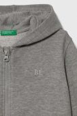 Дитяча бавовняна кофта United Colors of Benetton колір сірий з капюшоном меланж Дитяча бавовняна кофта United Colors of Benetton колір сірий з капюшоном меланж