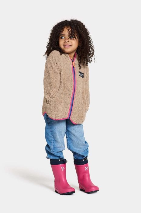 Дитяча кофта Didriksons GIBBS KIDS FULLZIP колір бежевий однотонна Дитяча кофта Didriksons GIBBS KIDS FULLZIP колір бежевий однотонна