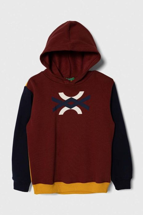 Дитяча кофта United Colors of Benetton з капюшоном з принтом колір барвистий (3601402)