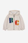 Бавовняна кофта для немовлят Bobo Choses колір бежевий з капюшоном з принтом Бавовняна кофта для немовлят Bobo Choses колір бежевий з капюшоном з принтом