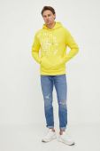 Бавовняна кофта Tommy Hilfiger чоловіча колір жовтий з капюшоном з принтом Бавовняна кофта Tommy Hilfiger чоловіча колір жовтий з капюшоном з принтом