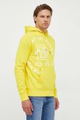 Бавовняна кофта Tommy Hilfiger чоловіча колір жовтий з капюшоном з принтом Бавовняна кофта Tommy Hilfiger чоловіча колір жовтий з капюшоном з принтом
