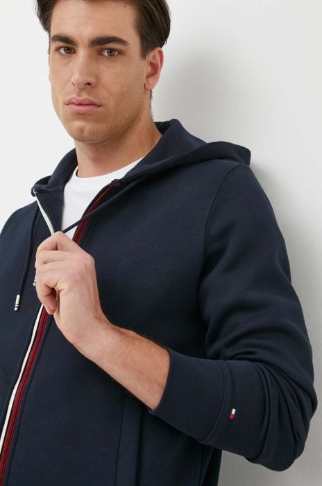 Кофта Tommy Hilfiger чоловіча колір синій з капюшоном однотонна (3321744) Кофта Tommy Hilfiger чоловіча колір синій з капюшоном однотонна (3321744)