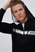Бавовняна кофта BOSS чоловіча колір чорний з капюшоном з принтом (3353881) Бавовняна кофта BOSS чоловіча колір чорний з капюшоном з принтом (3353881)