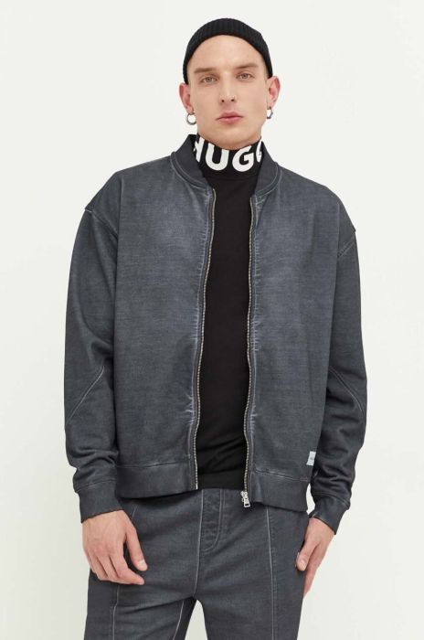 Бавовняна кофта HUGO чоловіча колір сірий однотонна (3379052) Бавовняна кофта HUGO чоловіча колір сірий однотонна (3379052)