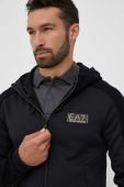 Кофта EA7 Emporio Armani чоловіча колір чорний з капюшоном однотонна (3407339)
